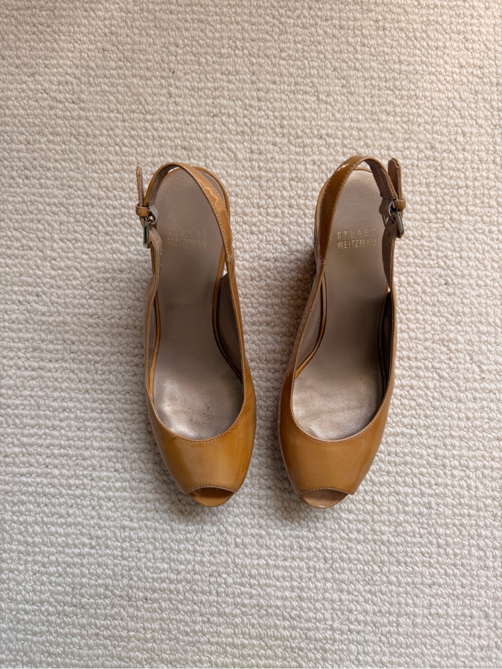 Patent Leather Cork Wedge Slingback Peep-Toe Stuart Weitzman - Picture 4 of 5